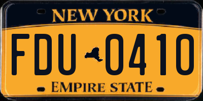 NY license plate FDU0410