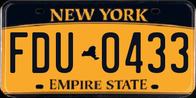 NY license plate FDU0433