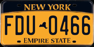 NY license plate FDU0466