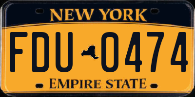 NY license plate FDU0474
