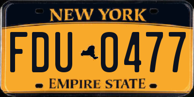 NY license plate FDU0477