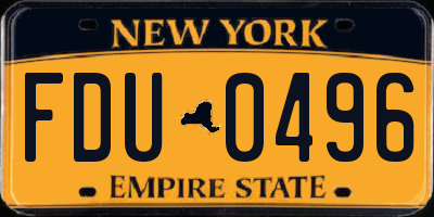 NY license plate FDU0496