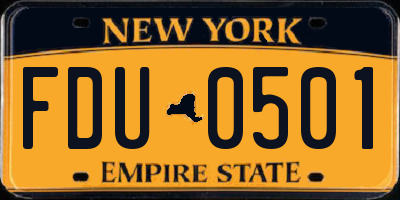 NY license plate FDU0501