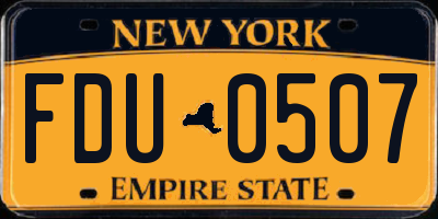 NY license plate FDU0507