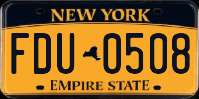 NY license plate FDU0508