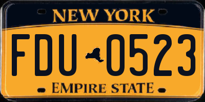 NY license plate FDU0523