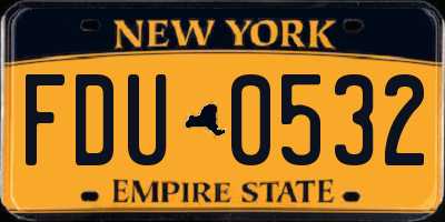 NY license plate FDU0532