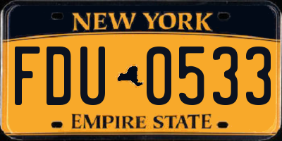 NY license plate FDU0533