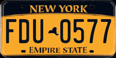 NY license plate FDU0577