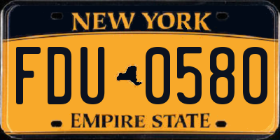 NY license plate FDU0580