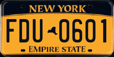 NY license plate FDU0601