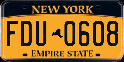 NY license plate FDU0608