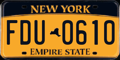 NY license plate FDU0610