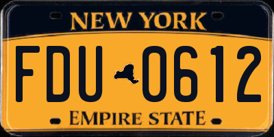NY license plate FDU0612