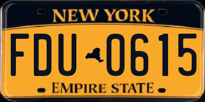 NY license plate FDU0615