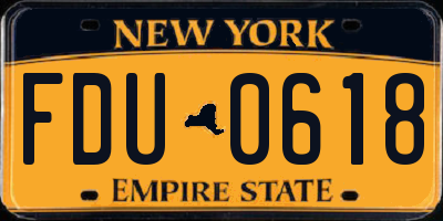 NY license plate FDU0618