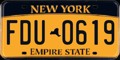 NY license plate FDU0619