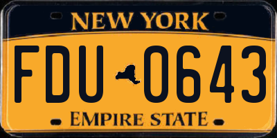 NY license plate FDU0643