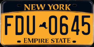 NY license plate FDU0645