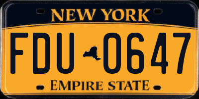 NY license plate FDU0647