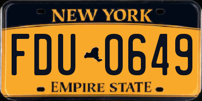 NY license plate FDU0649