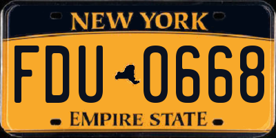 NY license plate FDU0668