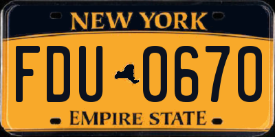 NY license plate FDU0670