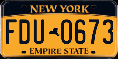 NY license plate FDU0673