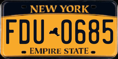 NY license plate FDU0685