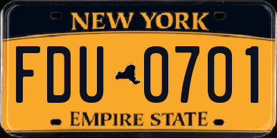 NY license plate FDU0701