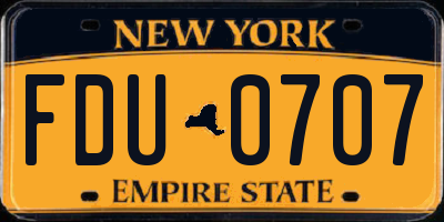 NY license plate FDU0707