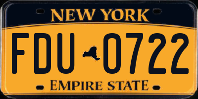 NY license plate FDU0722