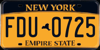 NY license plate FDU0725