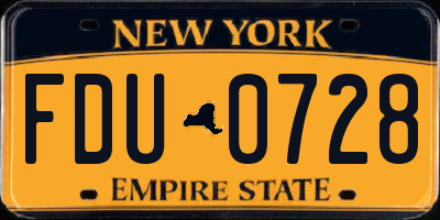 NY license plate FDU0728