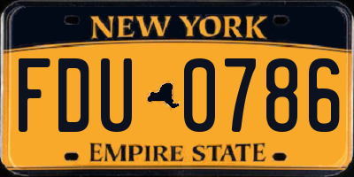 NY license plate FDU0786
