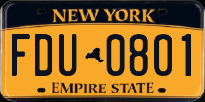 NY license plate FDU0801