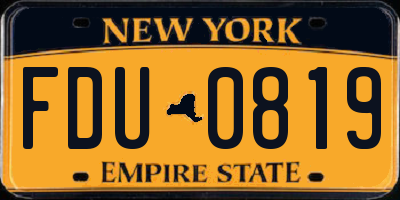 NY license plate FDU0819