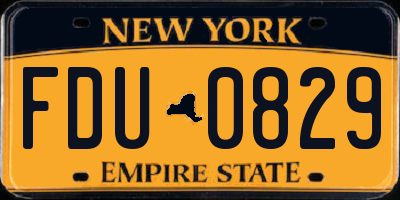NY license plate FDU0829