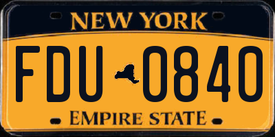 NY license plate FDU0840