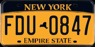 NY license plate FDU0847