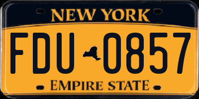 NY license plate FDU0857