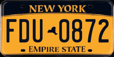 NY license plate FDU0872