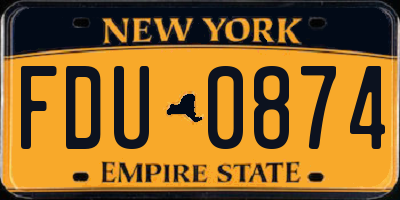 NY license plate FDU0874