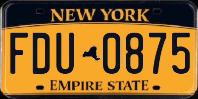 NY license plate FDU0875