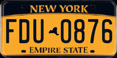 NY license plate FDU0876