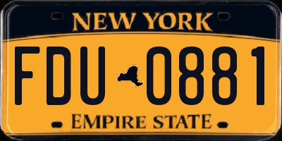 NY license plate FDU0881