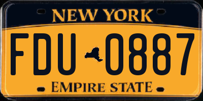 NY license plate FDU0887