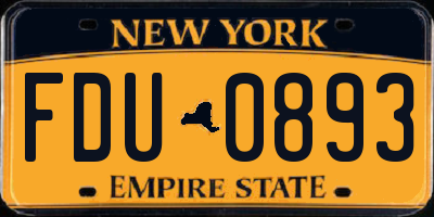 NY license plate FDU0893