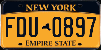 NY license plate FDU0897