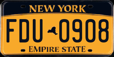 NY license plate FDU0908